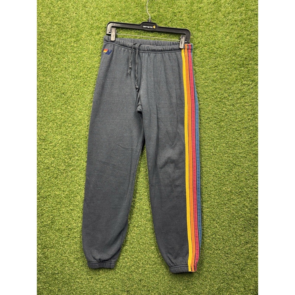 Aviator Nation 5 Stripe Jogger Sweatpants Womens Large Cozy Athleisure Tapered